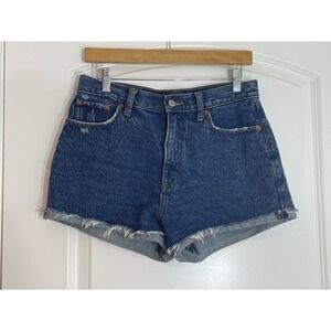 Abercrombie & Fitch Annie Dark Wash High Rise Cutoff Distressed Jean Shorts 4/27